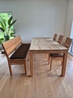 3 Stühle und 1 Sitzbank für Esszimmer, massive Kernbuche