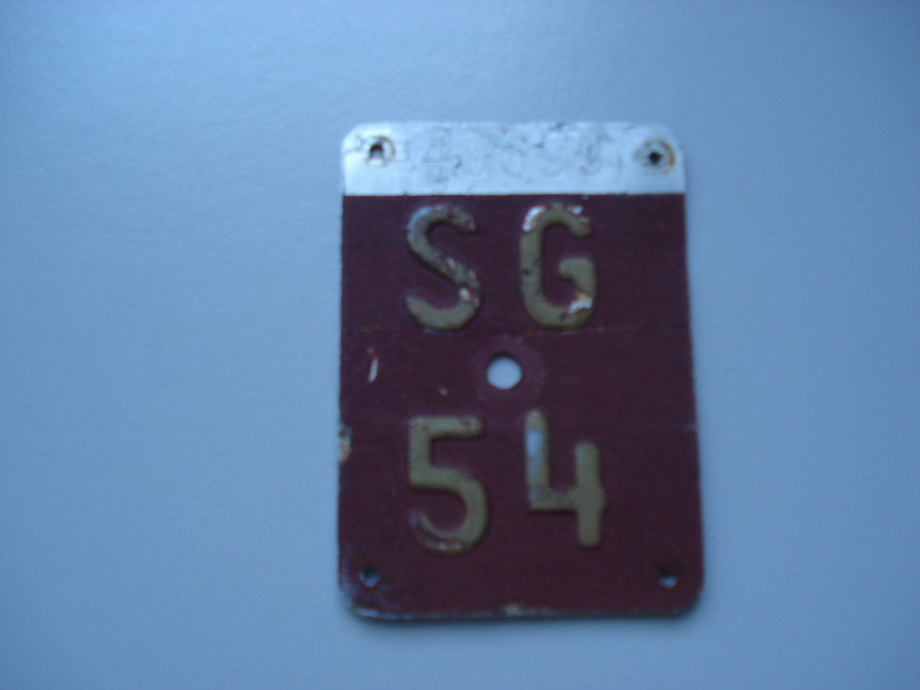 Schilder: Velonummer SG 54 – Gebraucht aus Root von vil_k76z