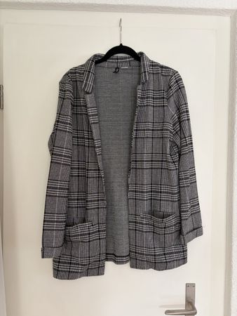 Grau karierter langer H&M Blazer