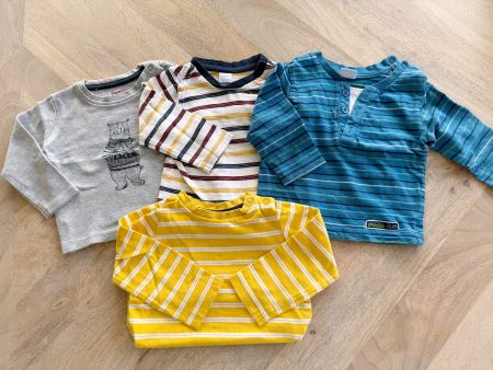 4 Langarm Shirts für Jungen, Gr. 74 - 86
