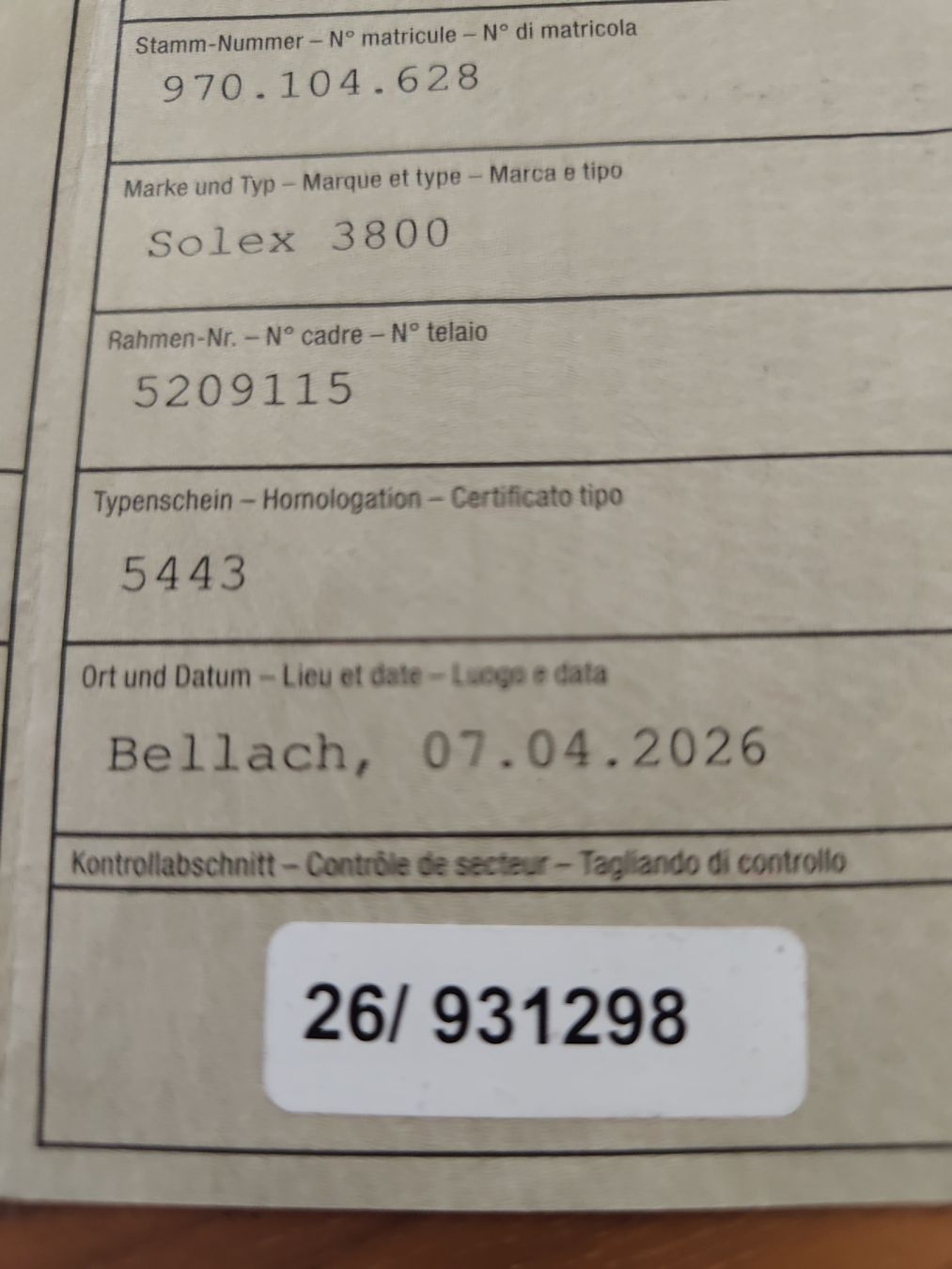 Cyclomoteurs: Velosolex Solex 3800  – D'occasion à Aesch BL par Refurber 7