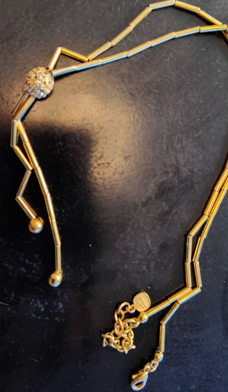 Catenine: Collier doré avec pendentif boule strassé – Usato da Puidoux venduto da Sophia70