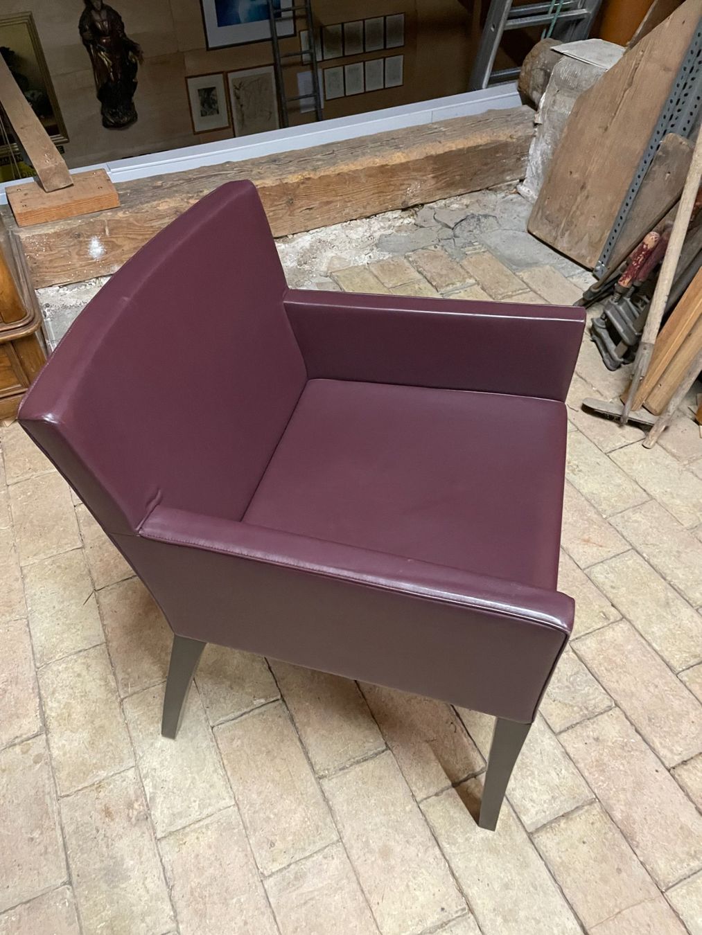 Poltrone: 3 Fauteuils design en cuir, couleur bordeaux – Usato da Etoy venduto da mtr_w696 7