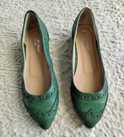 Hochwertige Ballerinas, Grün, Gr. 36, Lederschuh