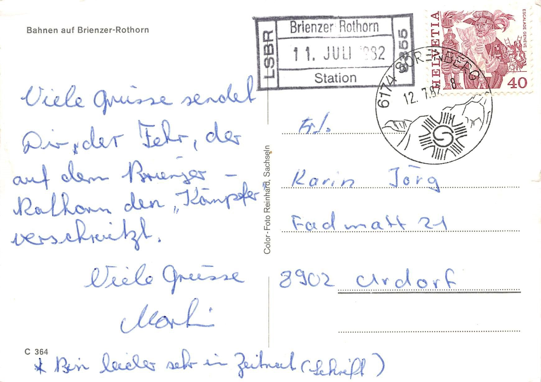 Cartoline postali: 2x Brienzer Rothorn – Usato da Ottikon b.Kemptth. venduto da Neptun1974 1