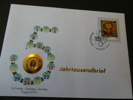Schweiz 2014, FDC Jahrtausendbrief mit 5 Räppler 2013