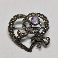 Broche vintage en argent 925, cœur