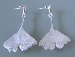 Ginkgo Blätter Silber 925 Ohrstecker 42 mm