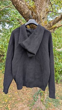 Veste zippée à capuche noire, oversize, tricot épais