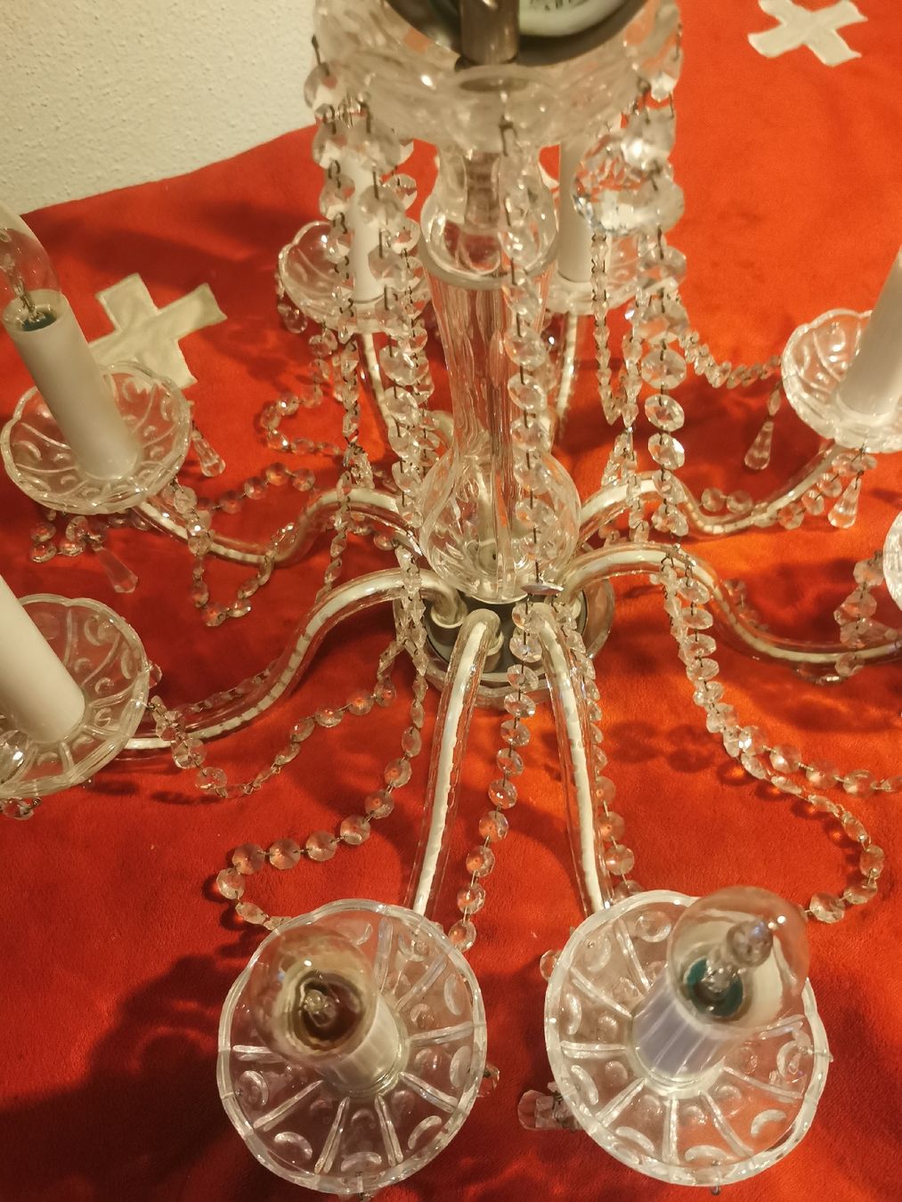 Lampadari & plafoniere: Rustikaler Glas Kronleuter mit Glasgirlanden – Usato da Mellingen venduto da fra_g7y8 2