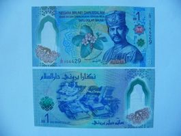Banknote 1 Brunei Dollar blau, Unzirkuliert Zustand