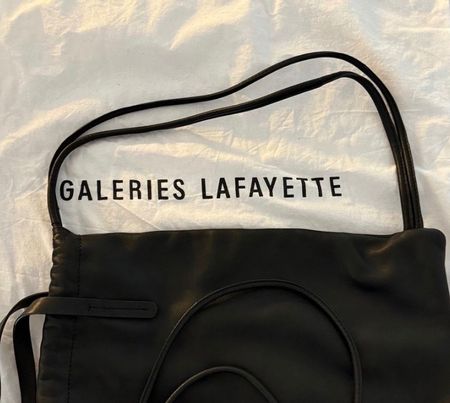 Galeries Lafayette Lederrucksack  Schwarz  Echtleder