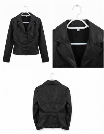 Schicke Damen Kunstleder Jacke / Blazer in Schwarz Grösse M
