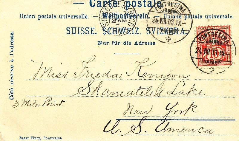 Cartoline postali: Berninafall - Litho + 1903 – Usato da Emmenbrücke venduto da teestube 1