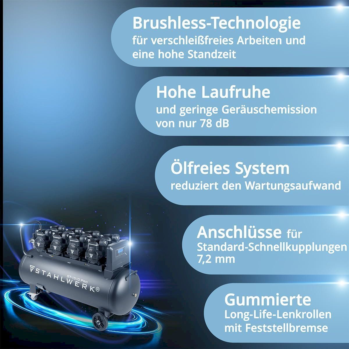 Compressori: STAHLWERK ST-1510 Pro Kompressor 10 bar – Nuovo e nell'imballaggio originale da Bottighofen venduto da zaap 6
