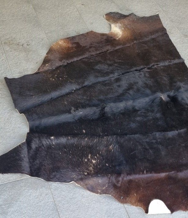 Teppiche: Schwarzes Kuhfell Teppich Leder ca. 200 x 150 – Gebraucht aus Flums von Flumsantik 1