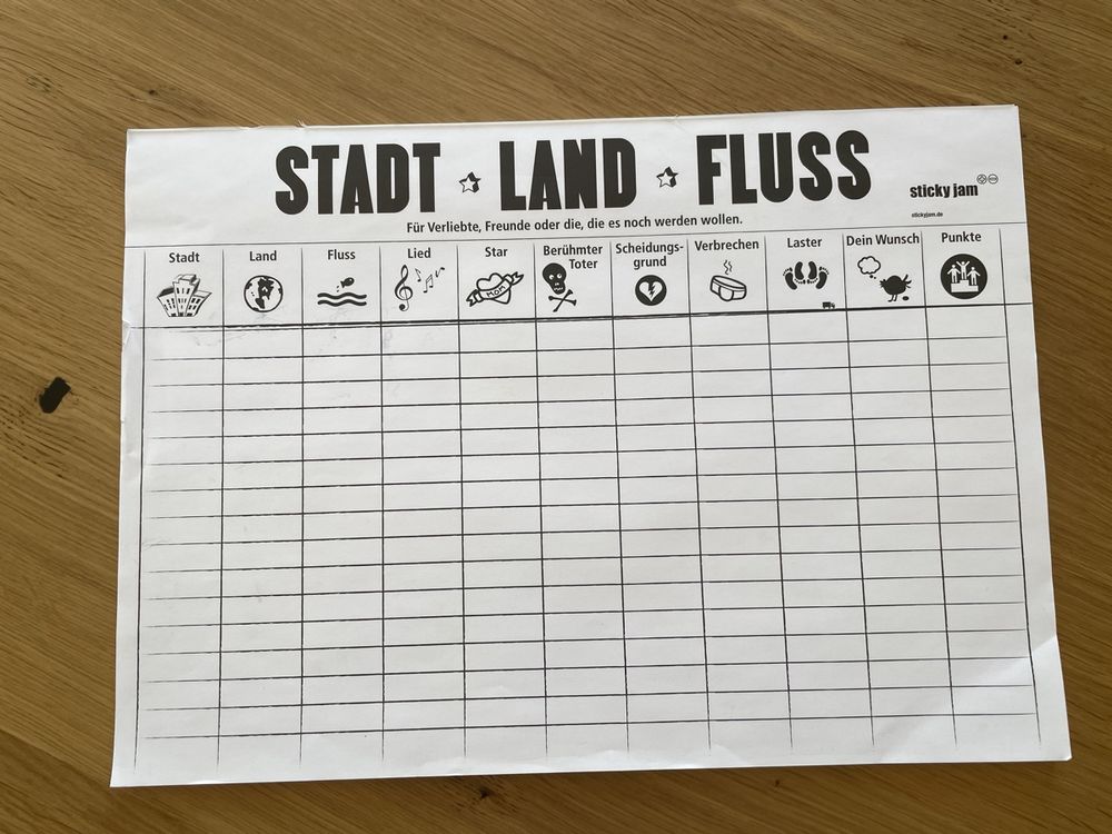 Stadt Land Fluss, Spiel Oder / Und Tischset | Kaufen Auf Ricardo