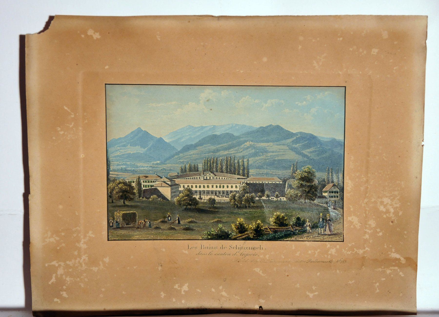 Gravures: Kolorierter Kupferstich Schinznach Bad – Défectueux à Aarburg par aar_vx9z