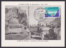 1967, Maximumkarte Nr. 451, Autotunnel St.Bernardino Chur GR