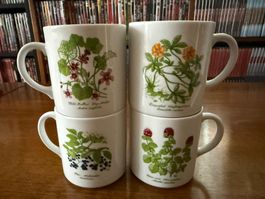 4er Set Becher Blumenmotiv weiss Ø 8cm, guter Zustand