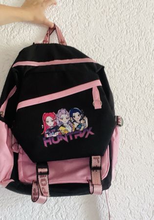 Sac à dos K-Pop noir et rose avec motif personnage