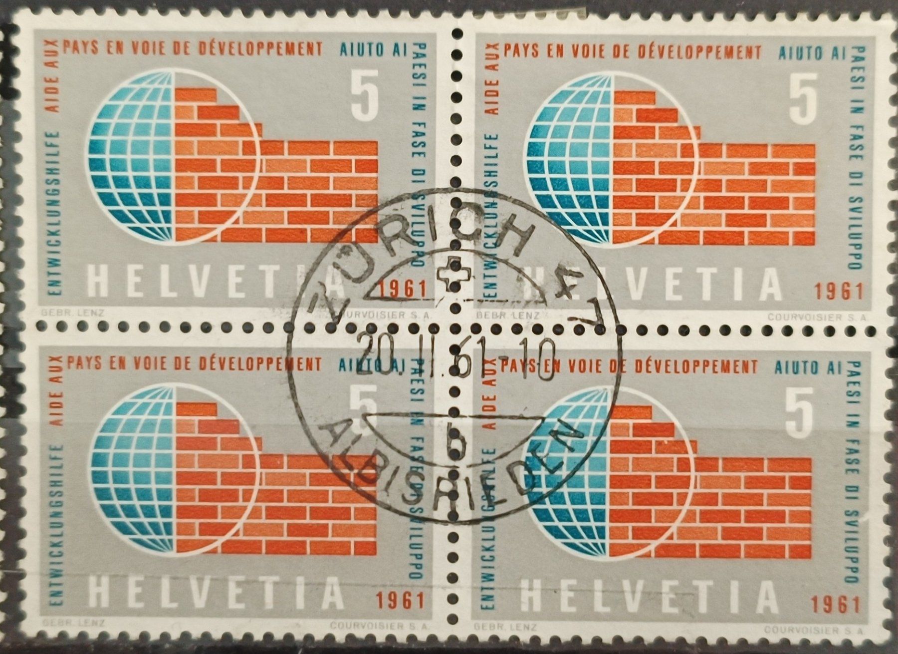 Tutti i francobolli: 1961 Mauer & Globus Viererblock – Nuovo (secondo la descrizione) da Dübendorf venduto da goeggi79