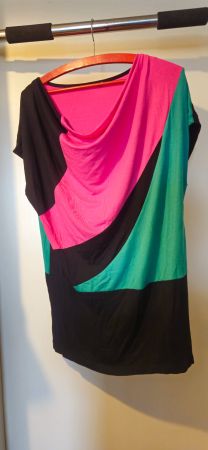 Sommerliches Damen T-Shirt mit Farbblock-Design, Gr. L
