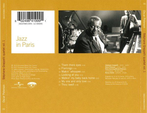 CDs: Oscar Peterson - Stéphane Grappelli Quartet JAZZ IN PARIS D1 – Gebraucht aus Sessa von discoverymedia 1