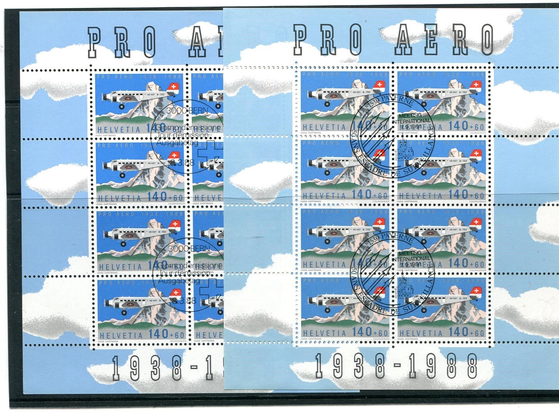 Tutti i francobolli: 1988 Pro Aero 5 x FO49 versch. Stempel – Usato da Winterthur venduto da Kyoung 2