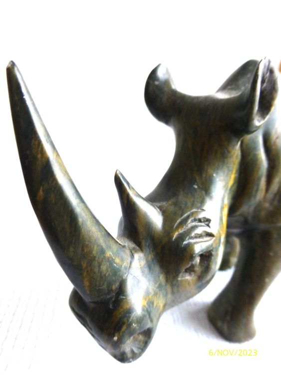 Glas Nashorn Figur 14,5cm - Kristall Kunst Mit Goldenen Akzenten