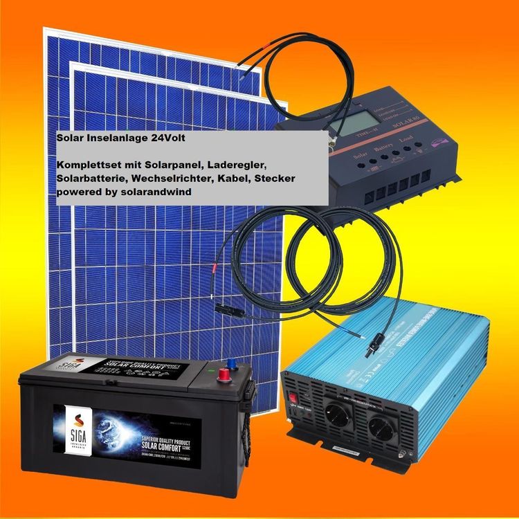 Solar Inselanlage 850w 24V 2 x 220ah Speicher WR rein sinus Kaufen