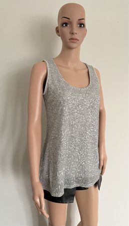 Marc Cain Pailletten Top, silber, 3/38