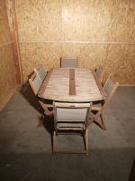 Ensemble table avec rallonge et chaises de jardin bois teck