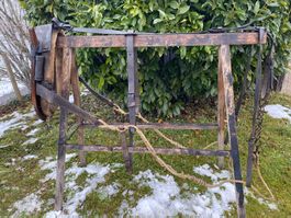 seltenes antikes Kuhgeschirr mit Kuhkummet