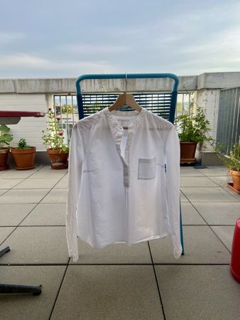 Cos Bluse weiss Stehkragen
