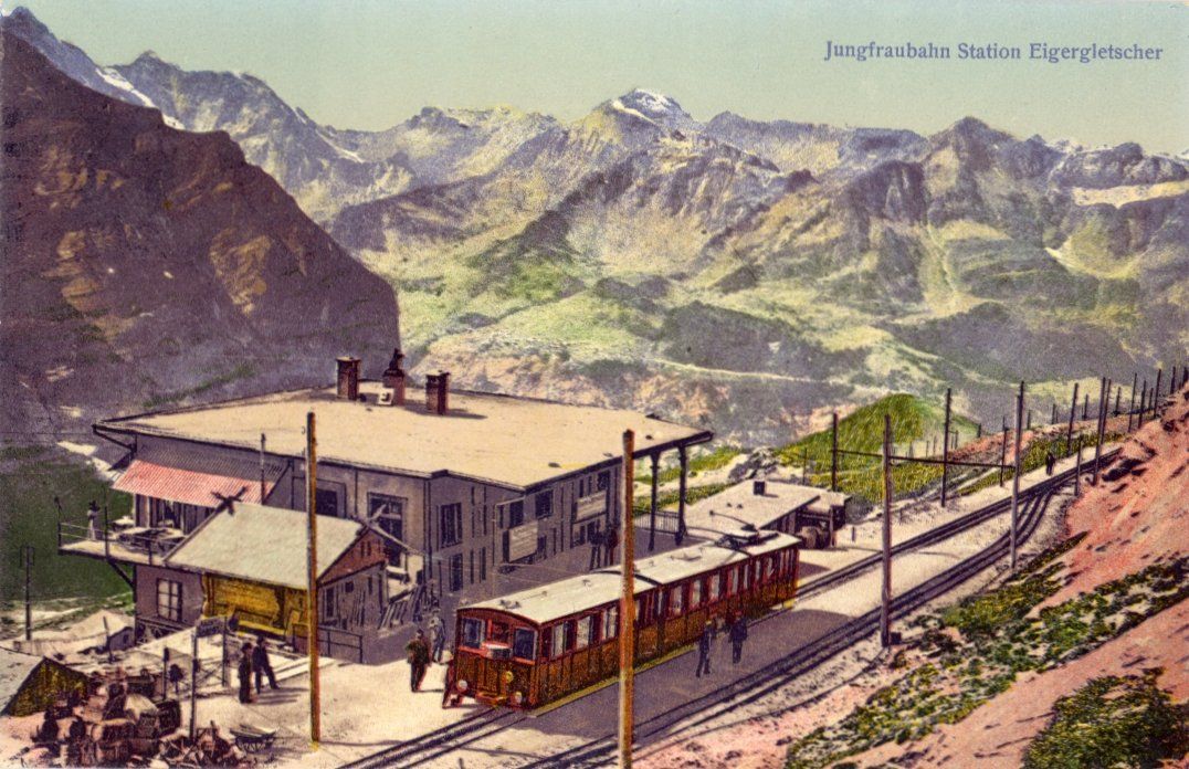 Cartoline postali: Eigergletscher - Station  BE  /  Jungfraubahn – Usato da Brig venduto da Valcards54