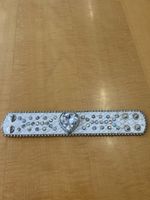 Armband Leder  Weiss mit Herz und Steinen