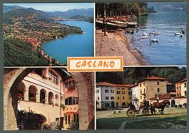 AK color Caslano TI 4-fach-Multibild, Lago di Lugano ≈ 1980