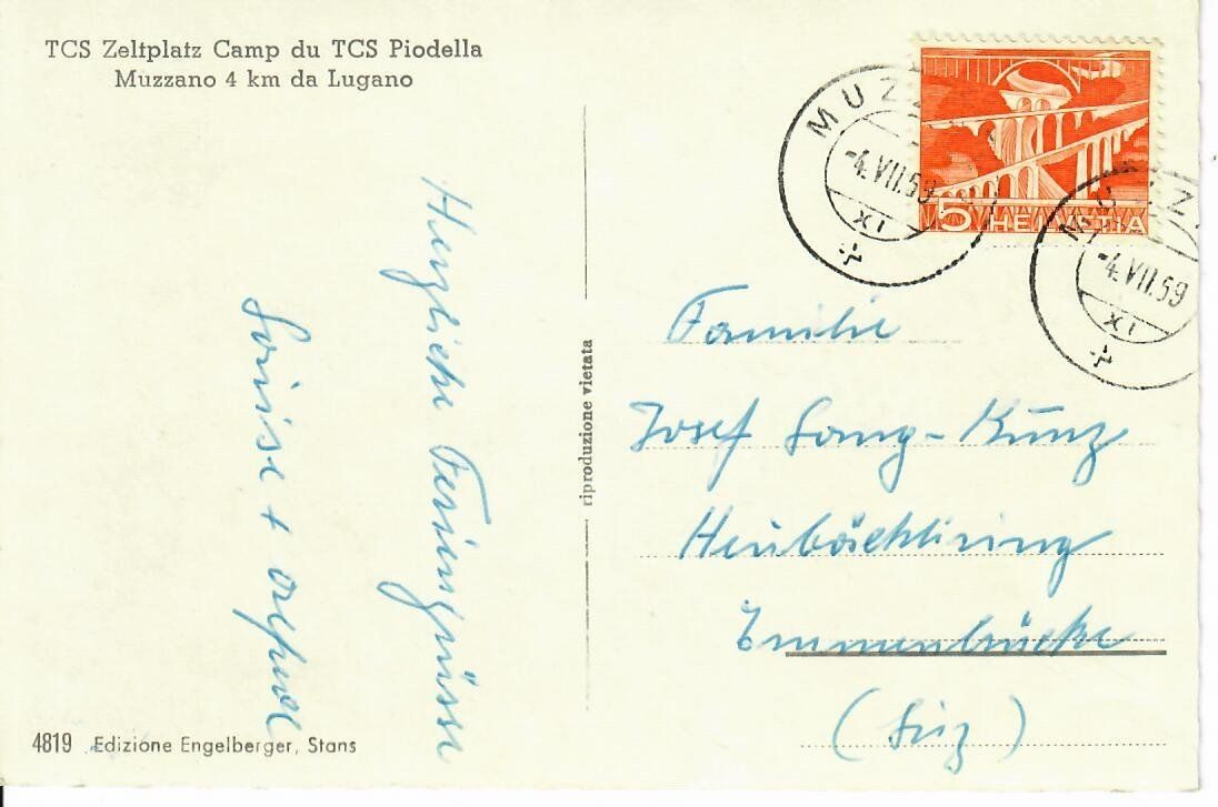 Cartoline postali: TCS Zeltplatz Piodella Muzzano – Usato da Hochdorf venduto da Ziegel-16 1