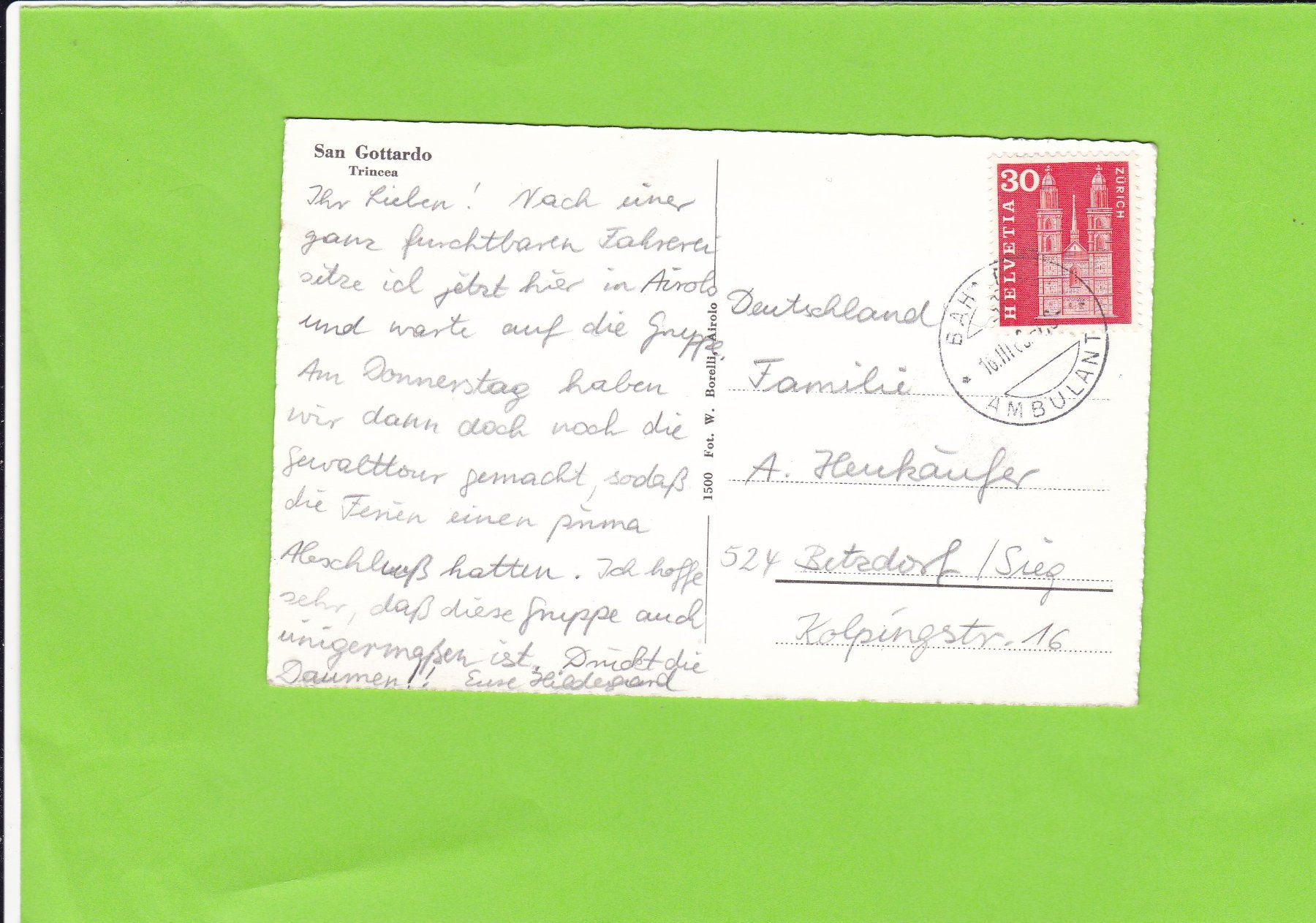 Cartoline postali: San Gottardo-Tremola-Schneemauer – Usato da St. Peterzell venduto da neckertal 1