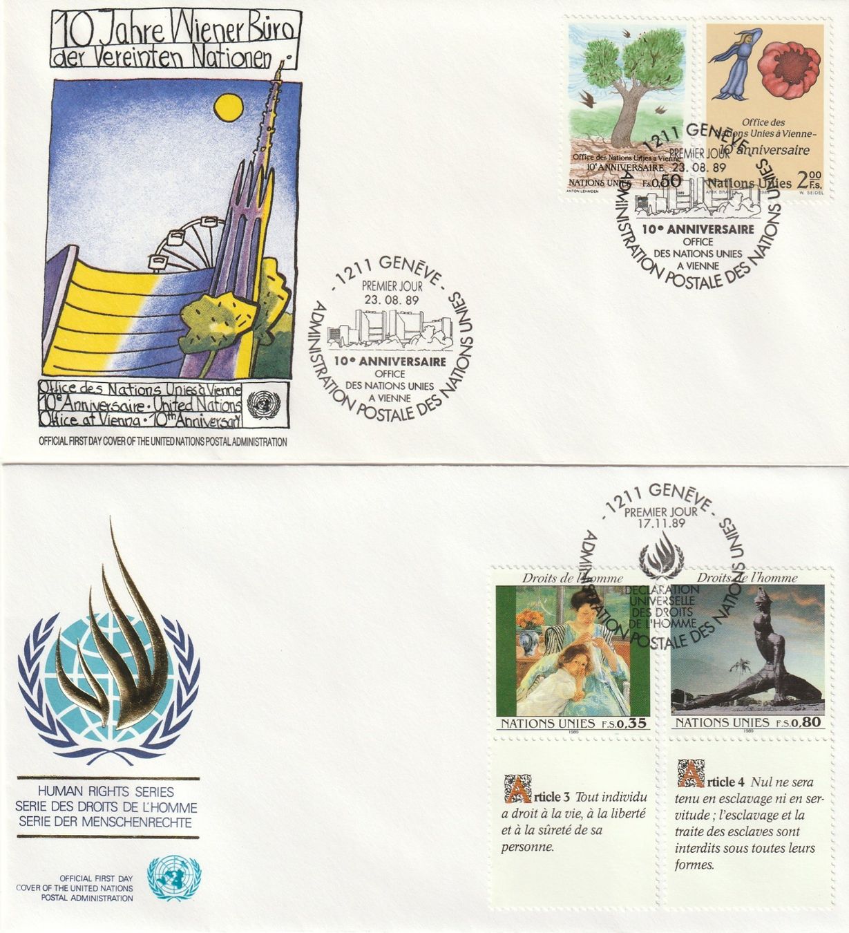 Tutti i francobolli: UNO-in Schweizer Währung: 7 FDC 1989 – Nuovo (secondo la descrizione) da Buttisholz venduto da wbr_wdw8 1