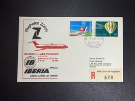 Iberia Erstflugbrief Zürich-Las Palmas 1979