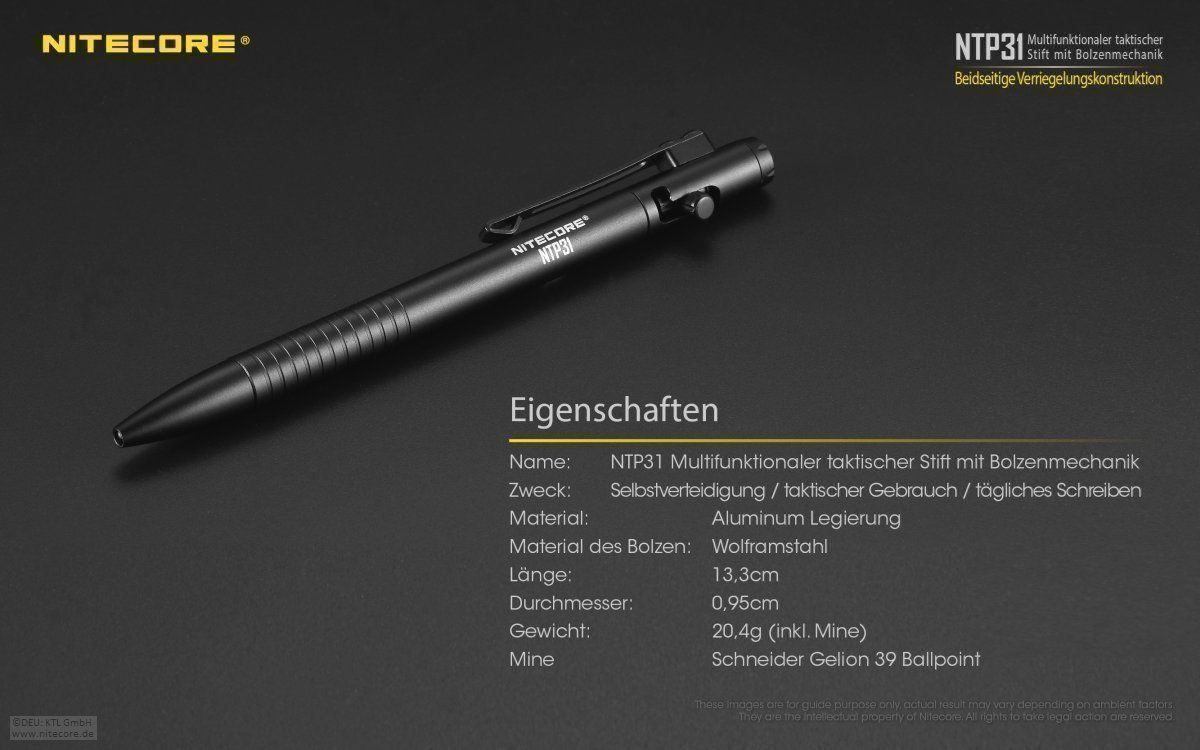 Penna & Evidenziatori: Tactical Pen NiteCore NTP31 aus Alu – Nuovo e nell'imballaggio originale da Grüningen venduto da Prolumin 9