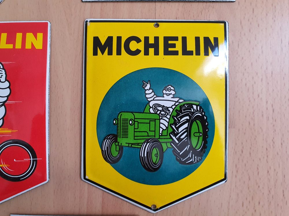 Emailschild Michelin Bibendum Reifen Logo Emaille Schild (Neu (gemäss