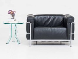 Cassina LC3 Sessel von Le Corbusier in schwarzem Leder