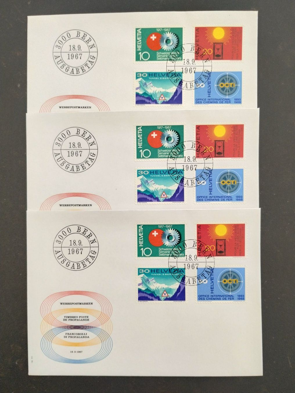 Tutti i francobolli: Erstagsstempel 18.09.1967 – Nuovo e nell'imballaggio originale da Spiez venduto da cemikaphi