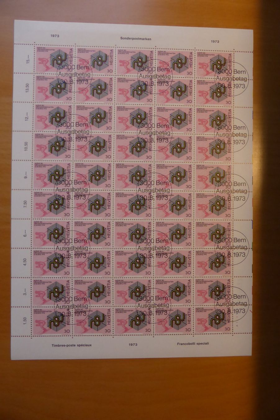 Tutti i francobolli: CH - Briefmarkenbogen - Alpin Ski St. Moritz 30.08.1973 – Nuovo (secondo la descrizione) da Brunnadern venduto da lesezirkel
