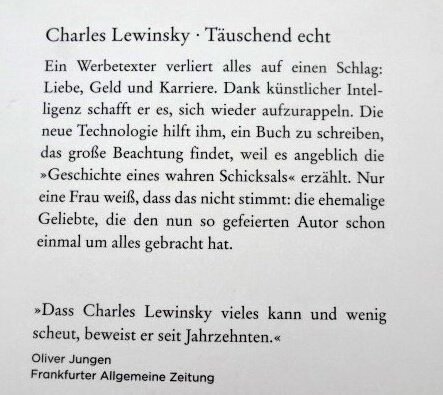 Livres: Charles Lewinsky Täuschend echt – D'occasion à Wetzikon ZH par strubeli024 1