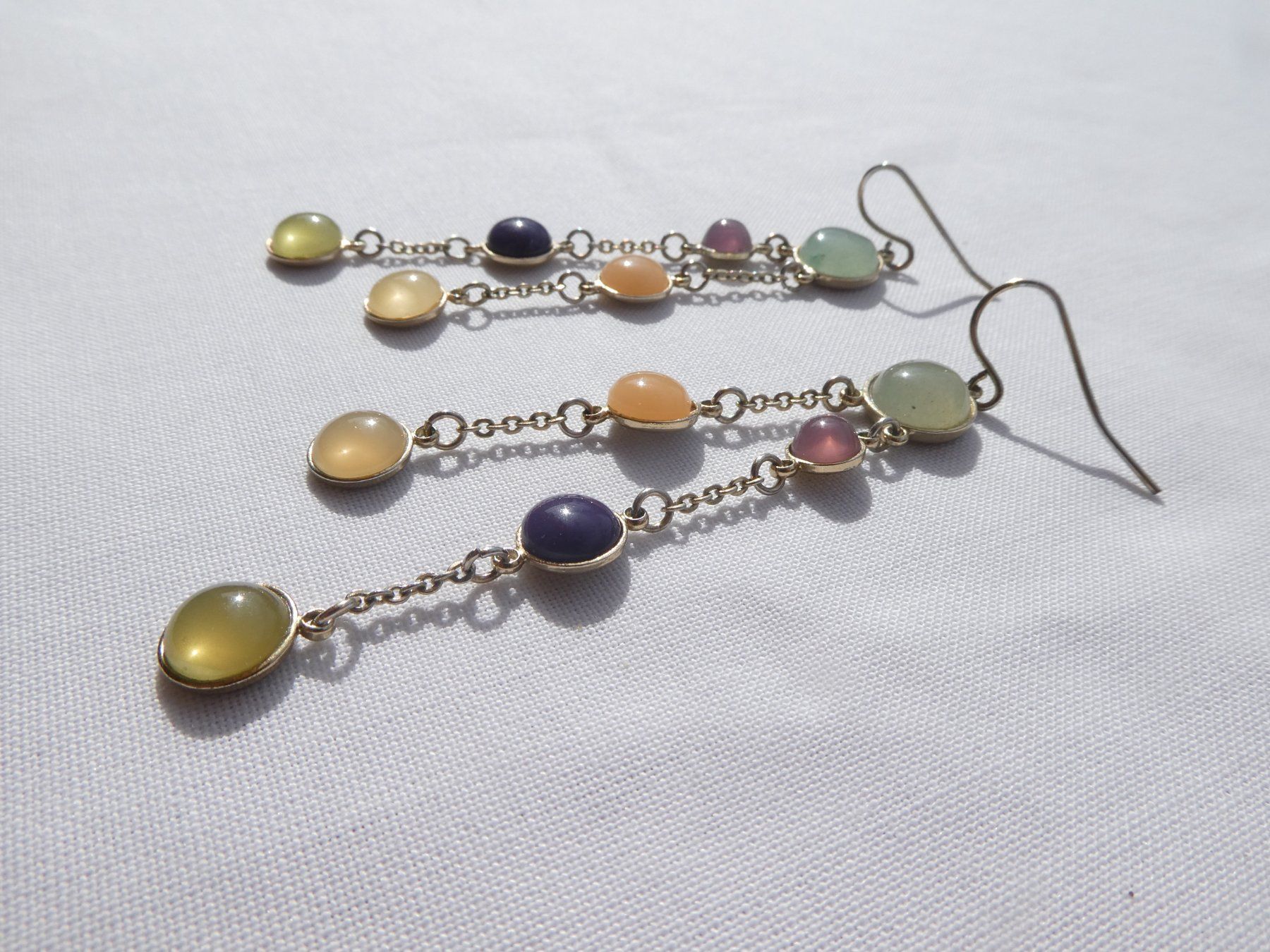 Orecchini pendenti & Orecchini a lobo: Lange Vintage Ohrhänger mit echten Steinen, Modeschmuck – Usato da Gattikon venduto da kaandooh 2