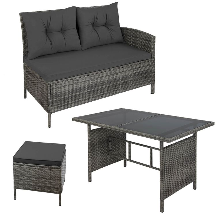 Tischset: Rattan Sitzgruppe Gartenlounge MALI - Grau/Rot – Neu und originalverpackt aus Wallenwil von toesstal-vertrieb 2
